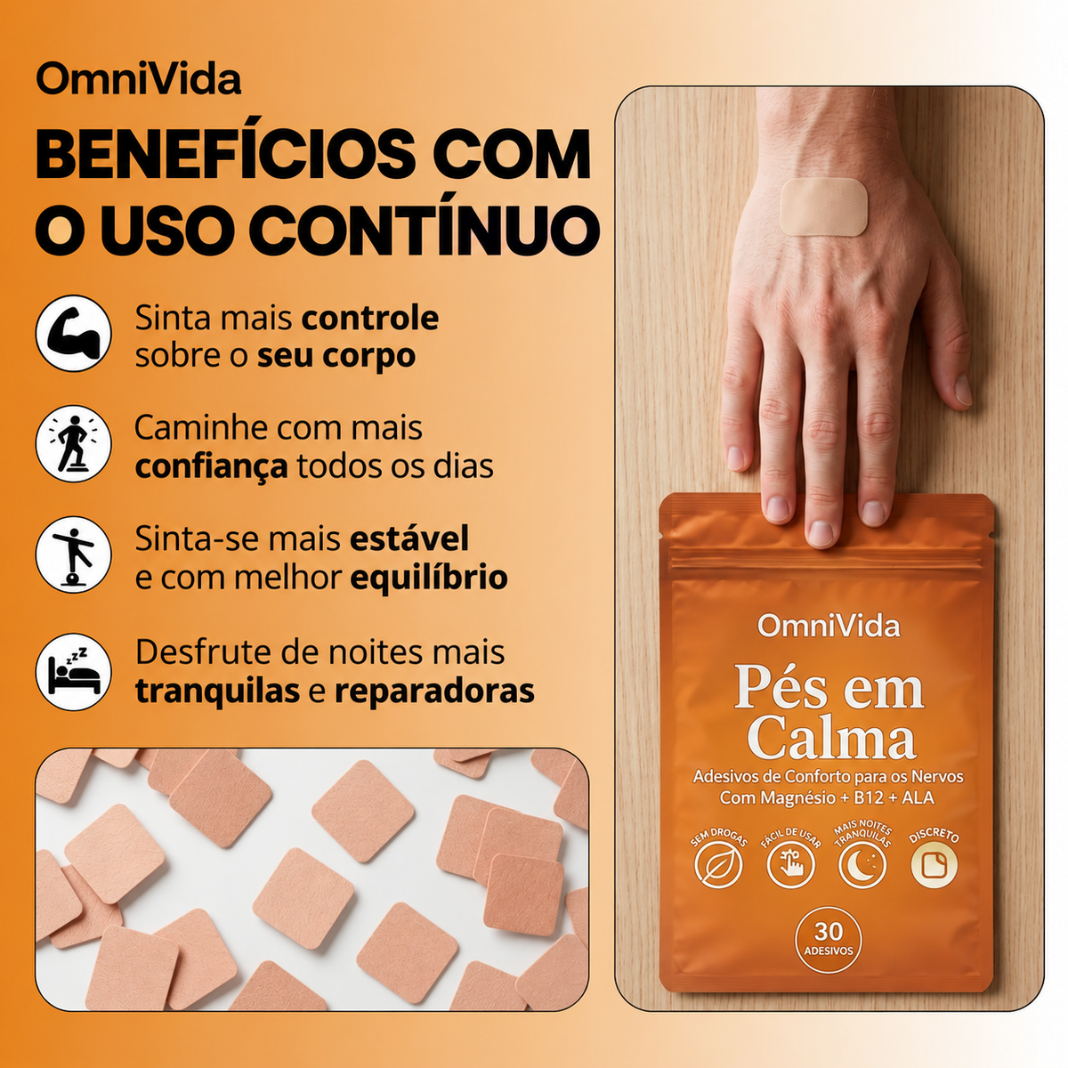 OmniVida Piedi in Calma™ – Cerotti Comfort per Bruciore, Formicolio e Piedi Addormentati