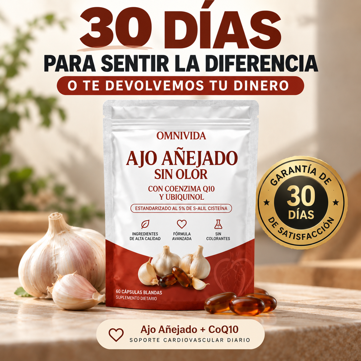 Omnivida Ajo Añejado - Bienestar Cardiovascular y Circulación Para Tu Día a Día