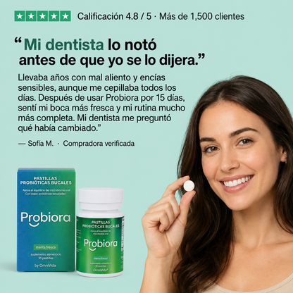Probiora by OmniVida | Probiótico Bucal Diario para Aliento Fresco y Boca Equilibrada