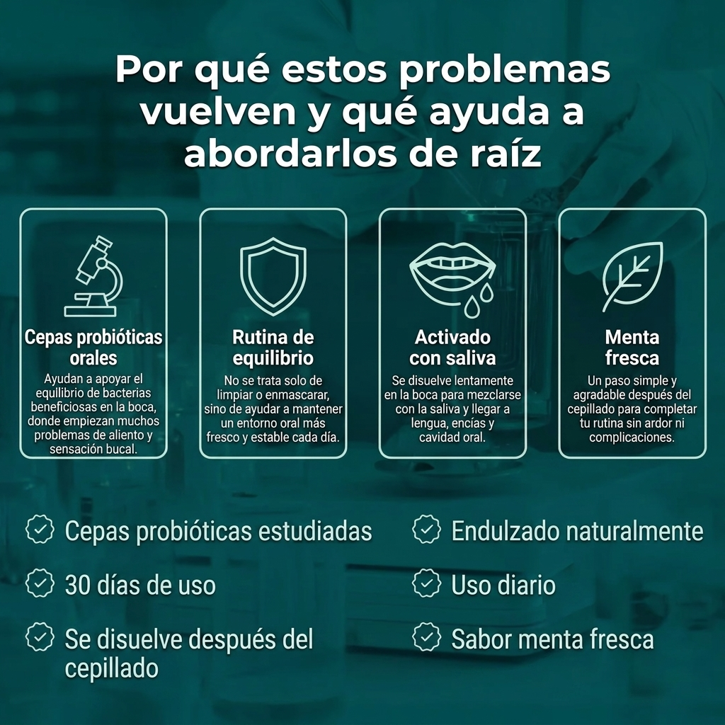 Probiora by OmniVida | Probiótico Bucal Diario para Aliento Fresco y Boca Equilibrada