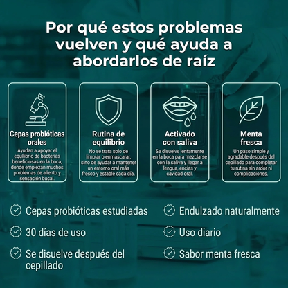 Probiora by OmniVida | Probiótico Bucal Diario para Aliento Fresco y Boca Equilibrada