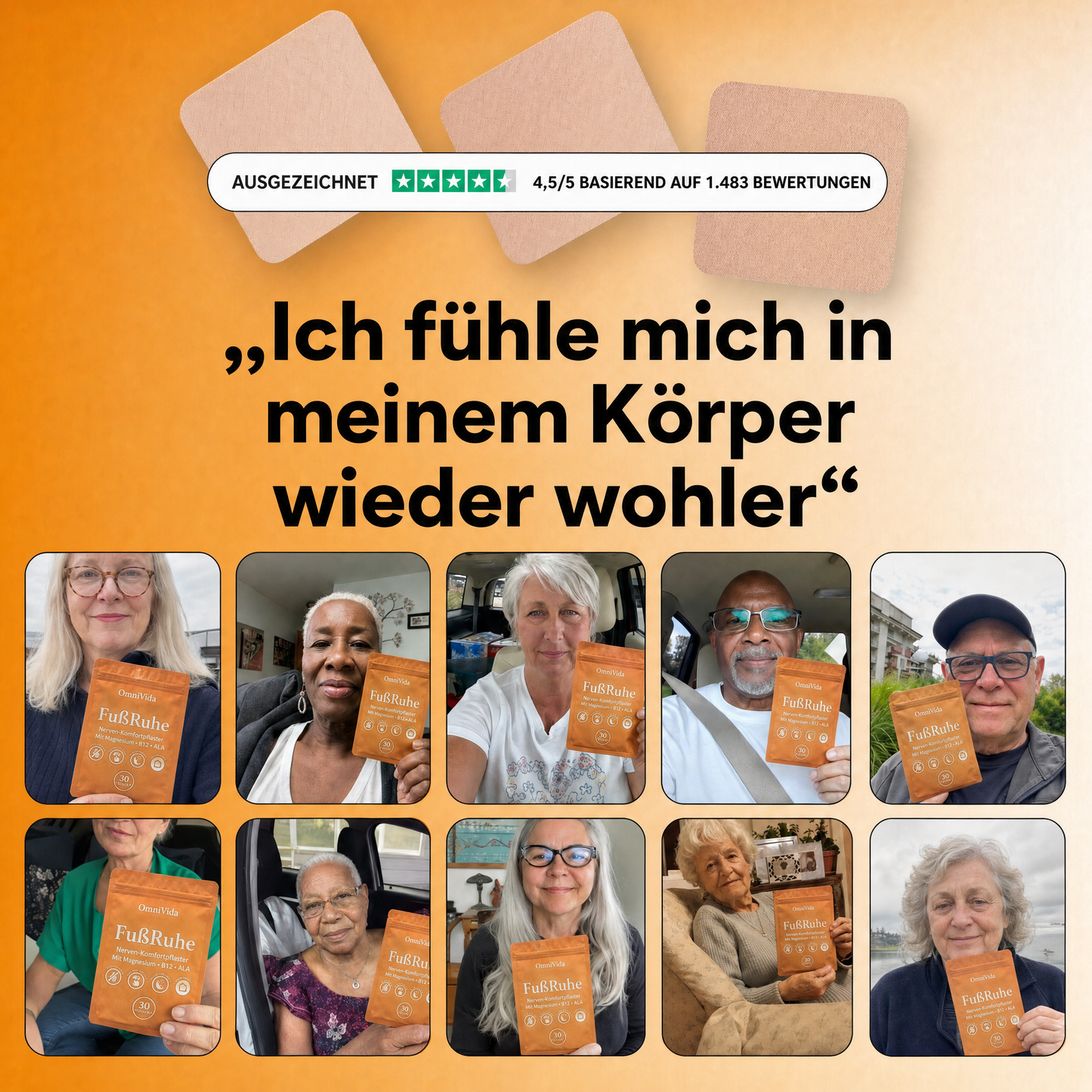 OmniVida FußRuhe™ – Nerven-Komfortpflaster gegen Brennen, Kribbeln und taube Füße