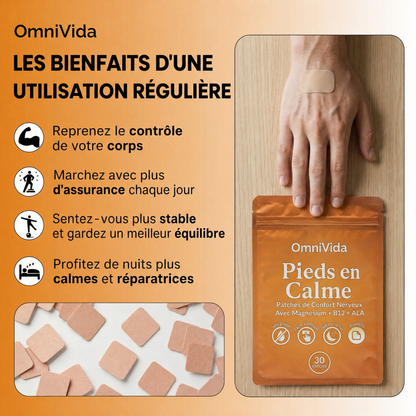 OmniVida Pies en Calma™ – Komfortpflaster gegen Brennen, Kribbeln und eingeschlafene Füße