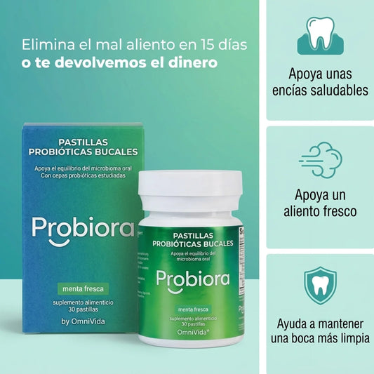 Probiora by OmniVida | Probiótico Bucal Diario para Aliento Fresco y Boca Equilibrada