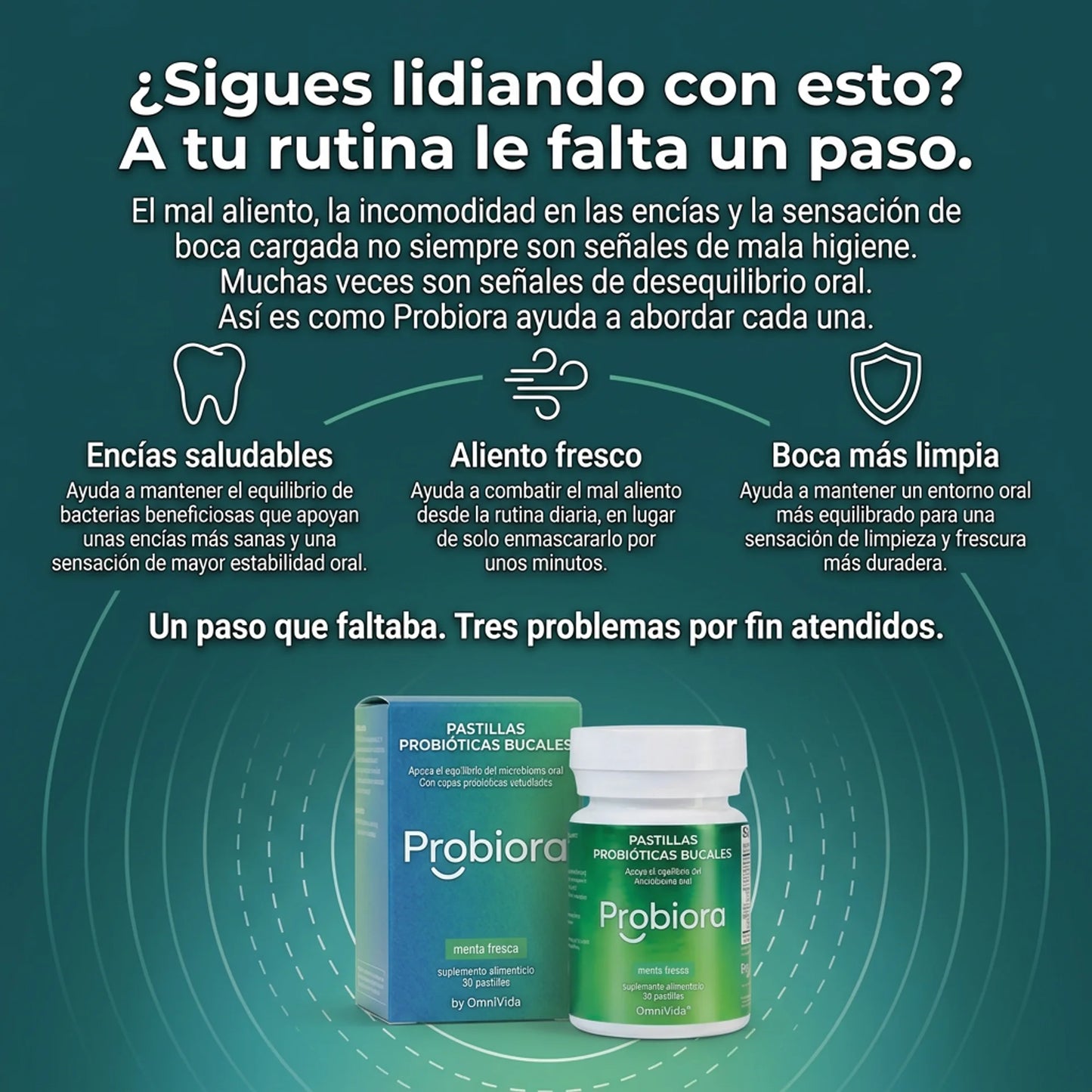 Probiora by OmniVida | Probiótico Bucal Diario para Aliento Fresco y Boca Equilibrada