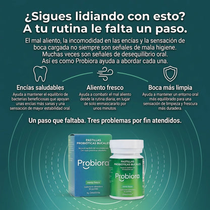 Probiora by OmniVida | Probiótico Bucal Diario para Aliento Fresco y Boca Equilibrada