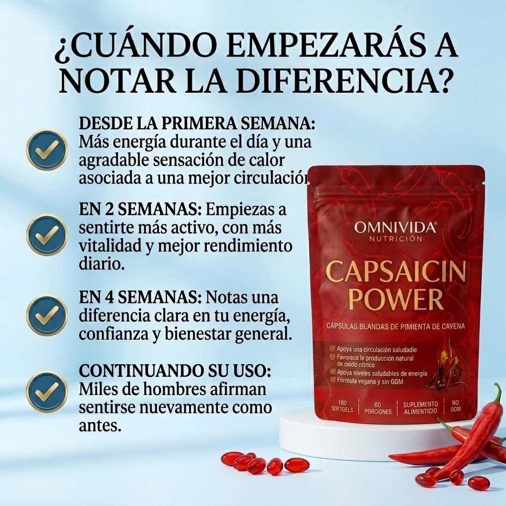OmniVida Capsaicin Power | Apoyo a la Circulación - Vitalidad Masculina