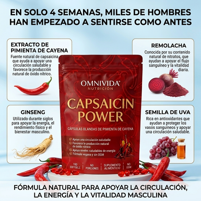 OmniVida Capsaicin Power | Apoyo a la Circulación - Vitalidad Masculina