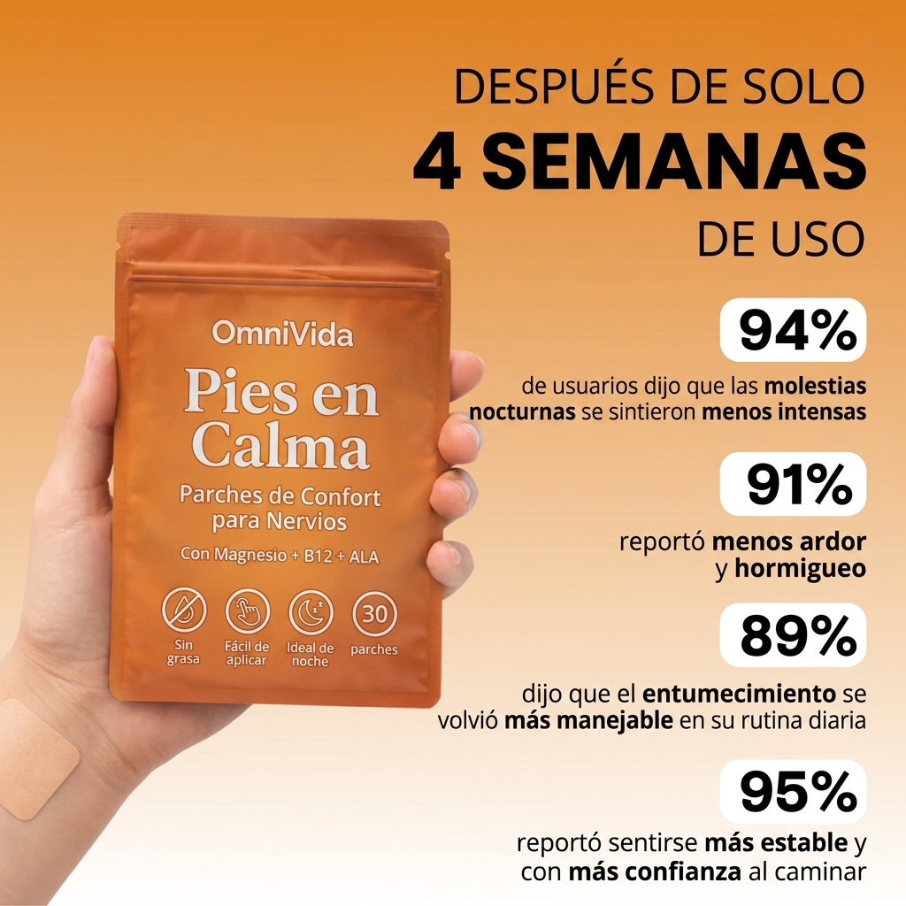 OmniVida Pies en Calma™ – Parches de Confort para Ardor, Hormigueo y Pies Dormidos